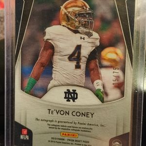Te'Von Coney AUTOGRAPH NFL Rookie Card #05/75 PANINI PRIZM DRAFT PICKS